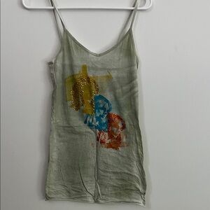 Olive Rhinestone Graphic tank